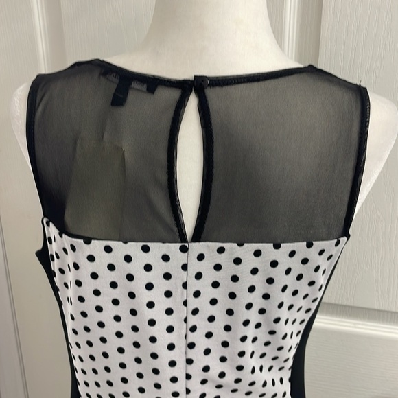 Picadilly Sleeveless Lite Grey/Black Sheath Dress Sheer shoulders & Back Sz.M - Picture 5 of 14